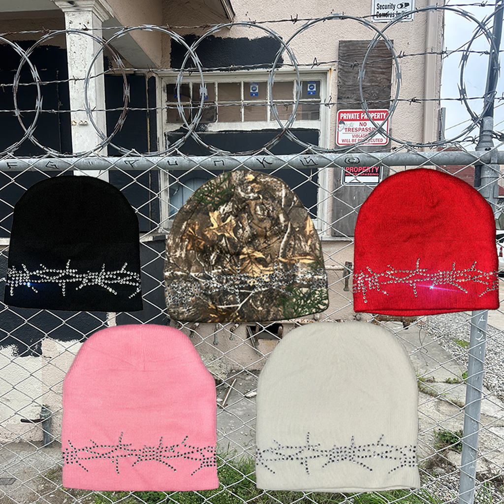 BARBED WIRE RHINESTONE BEANIE